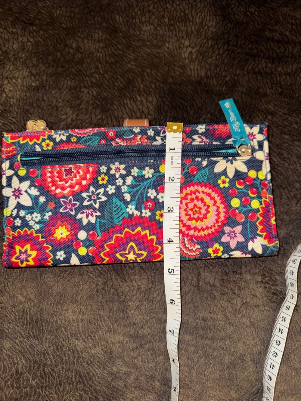 Lily Bloom Navy Floral Zip Wallet with Bright Multicolor Blooms - Picture 5 of 6